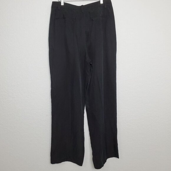 J. Crew NWT Drapey Cupro Blend Trouser Size 10 Black Satin BI237 Wide Leg Flat - Picture 4 of 13